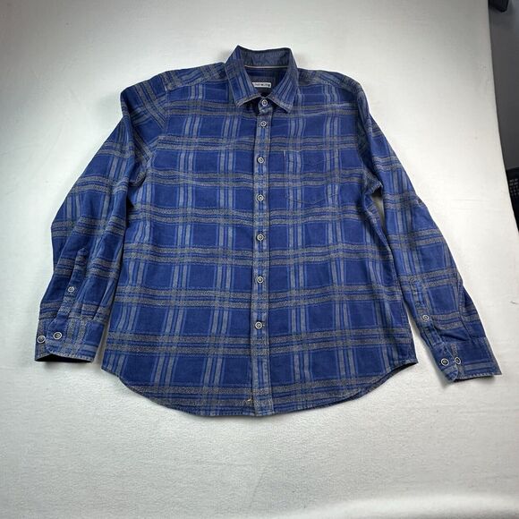 32 Bar Blues Other - 32 Bar Blues Shirt Mens Large Blue Plaid Textured Long Sleeve Button Down Shirt